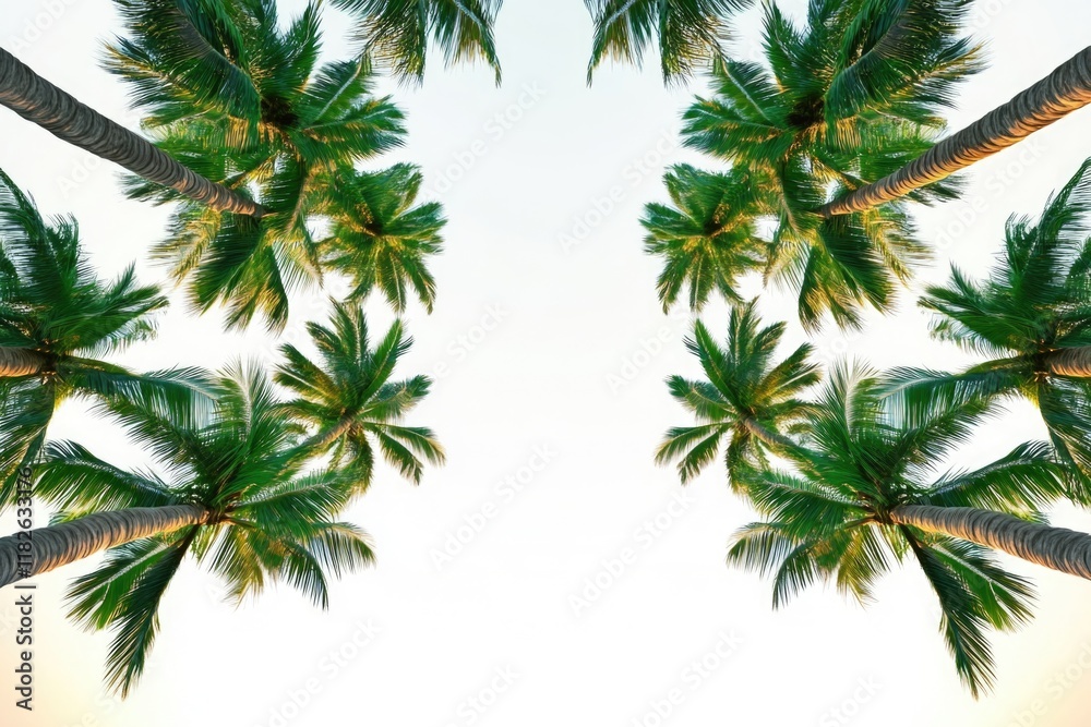 A group of palm trees set against a clear blue sky, perfect for tropical or beach-themed projects A group of palm trees set against a clear blue sky, perfect for tropical or beach-themed projects