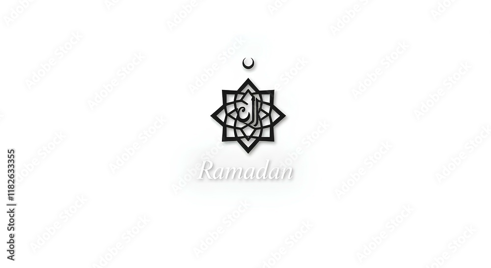 islamic ornament design with arabic calligraphy and crescent moon for ramadan decoration islamic ornament design with arabic calligraphy and crescent moon for ramadan decoration