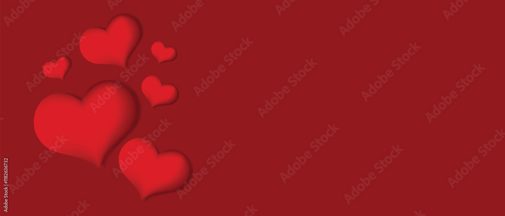 Valentine's day poster with red and white hearts background. Valentine's day background.