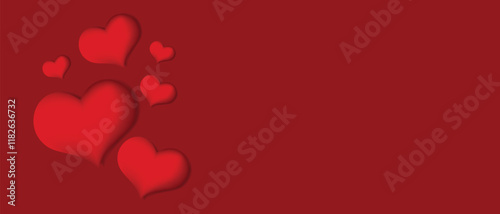 Valentine's day poster with red and white hearts background. Valentine's day background.