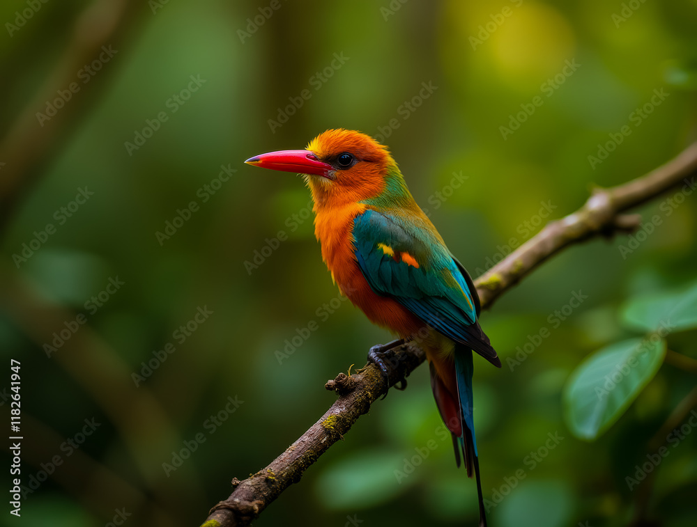 A colorful bird sitting on a tree branch A colorful bird sitting on a tree branch