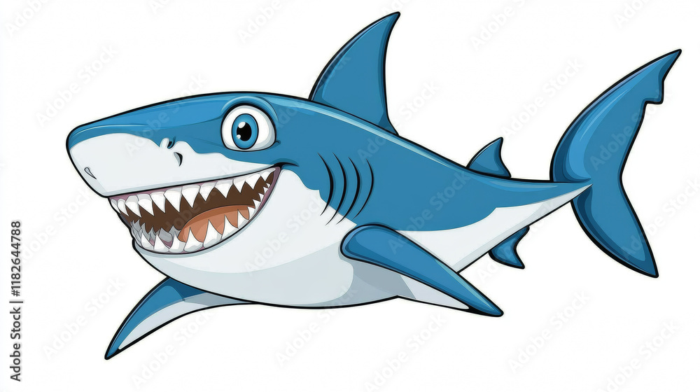 Fototapeta premium Blue shark on a white background. Illustration of a shark vector.