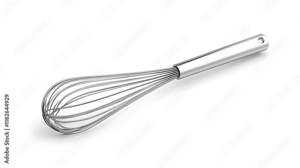 Whisk with silver handle shown elegantly isolated on white for culinary use. Whisk with silver handle shown elegantly isolated on white for culinary use.