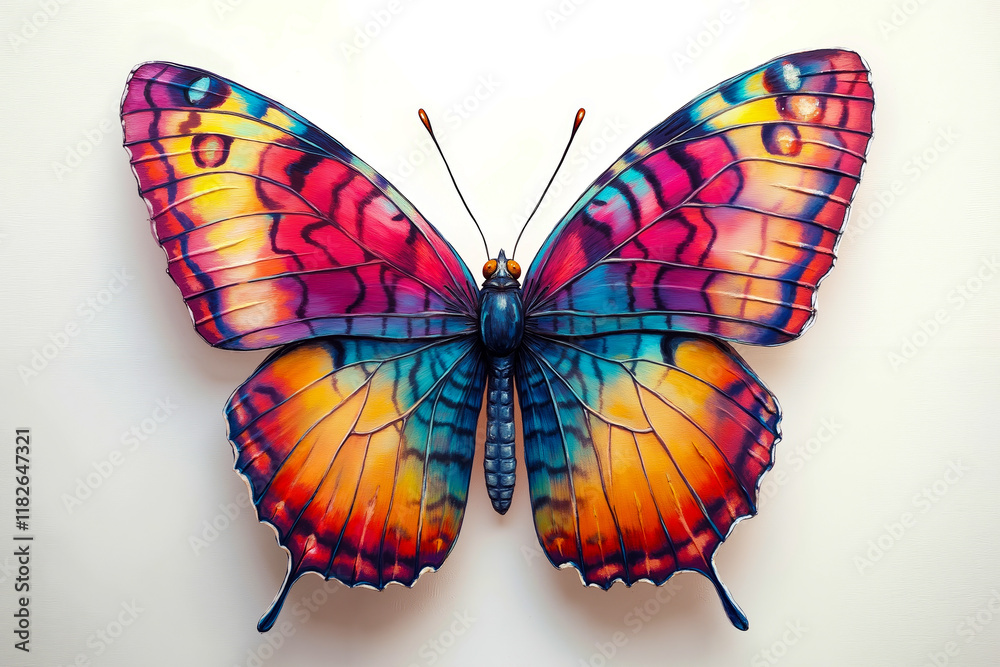 Fototapeta premium A colorful butterfly on a white background