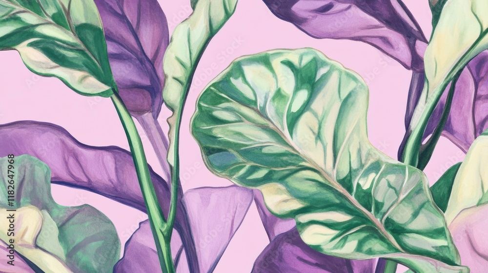 custom made wallpaper toronto digitalCaptivating Botanical Art Featuring Exquisite Purple and Green Leaves