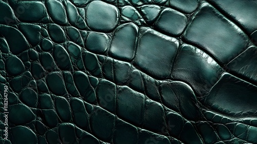 Imitation crocodile leather texture in rich dark green photo