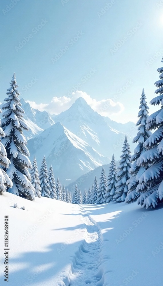 Fototapeta premium Snowy white background with minimal decorations, serene landscape, white