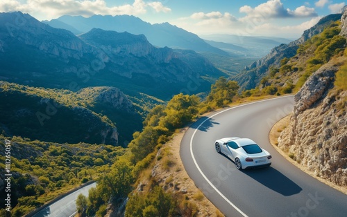 Stunning Mountain Road Trip: A Scenic Drive Through Breathtaking Landscapes , aerial drone shot photo series photo