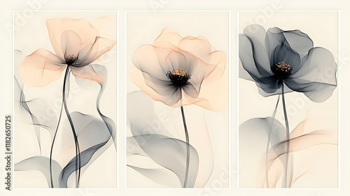 Minimalist Three-Panel Floral Artwork