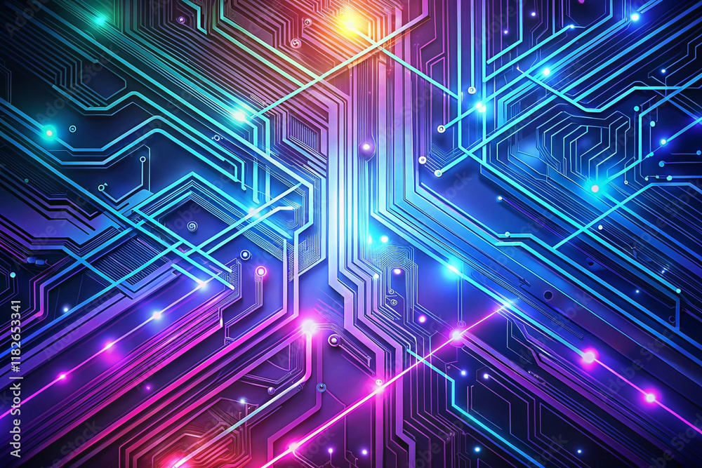 Abstract glowing circuit board technology background. Abstract glowing circuit board technology background.