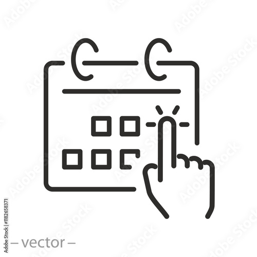 choose date icon, finger select day, calendar, vector illustration, for website, app, ui