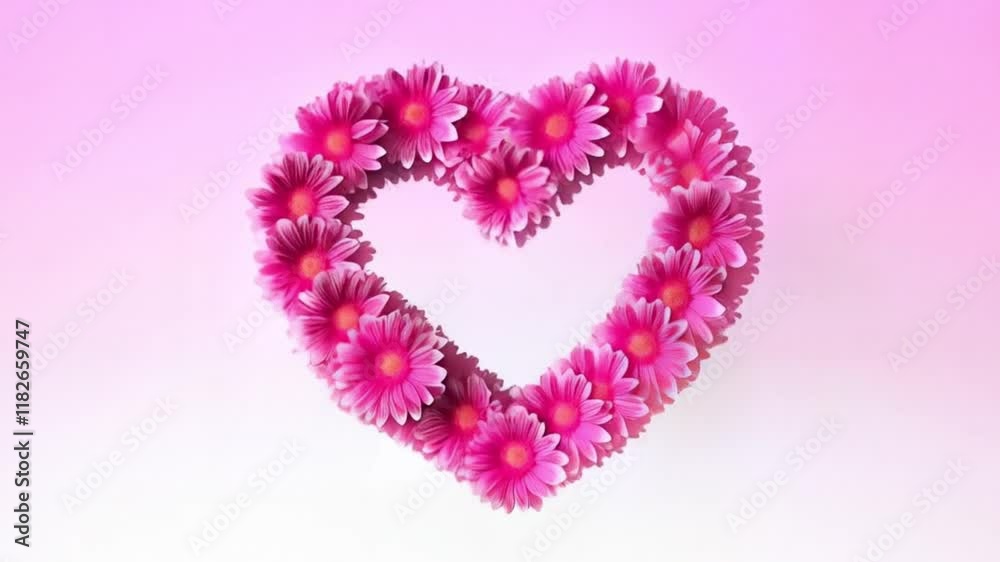 Animation with a heart formed by flowers. Valentine's Day Animation with a heart formed by flowers. Valentine's Day