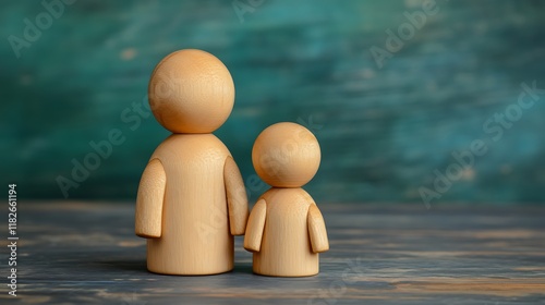 Cute Handcrafted Wooden Peg Dolls Family Trio photo