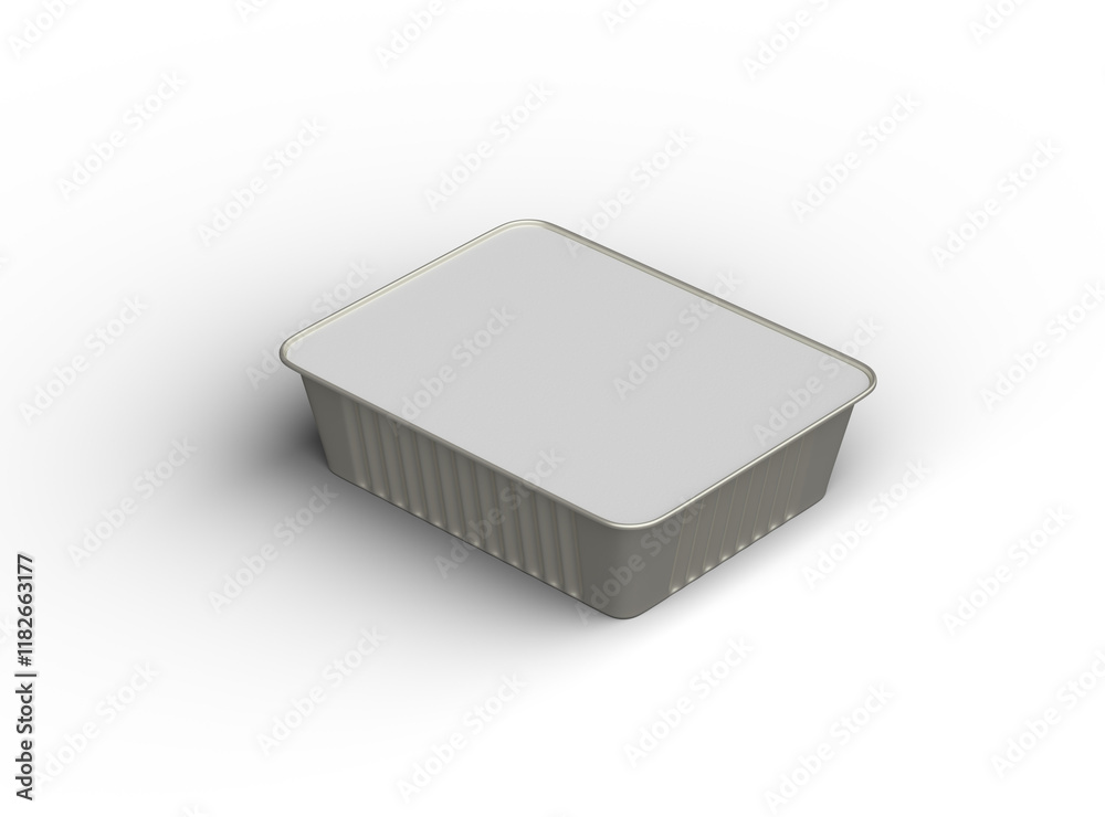 3d rendered image of a small rectangular food foil tray isolated on a transparent background