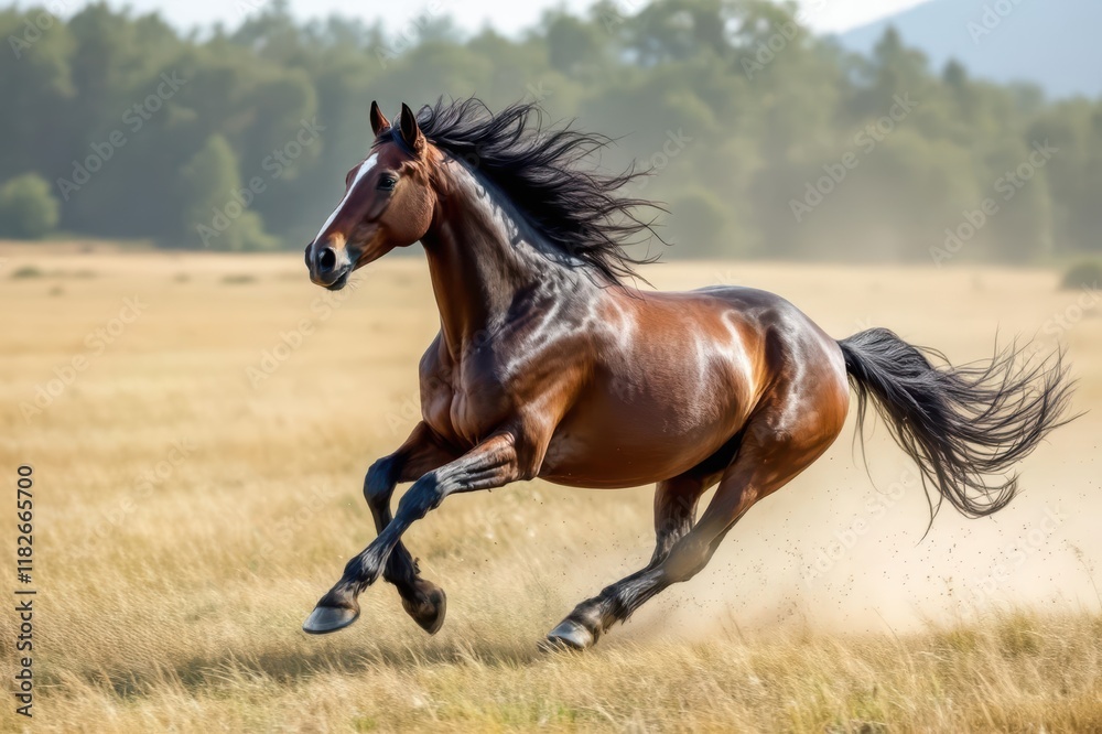 Brabant horse breed galloping in the wild Brabant horse breed galloping in the wild