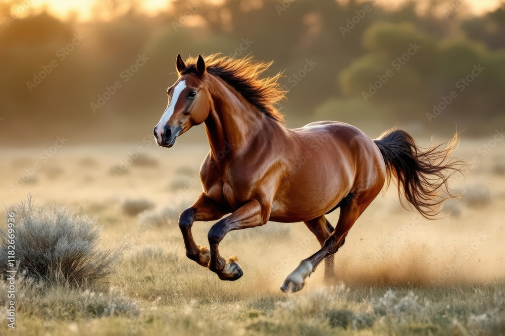 Obraz premium Burguete Horse breed galloping in the wild