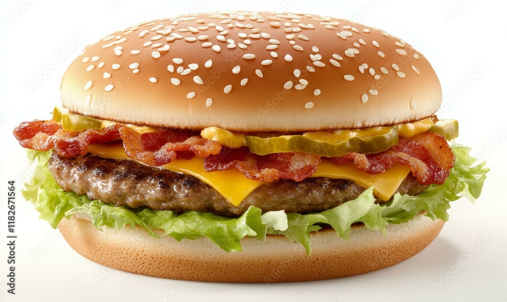 Juicy Cheeseburger with Bacon and Fresh Lettuce Juicy Cheeseburger with Bacon and Fresh Lettuce