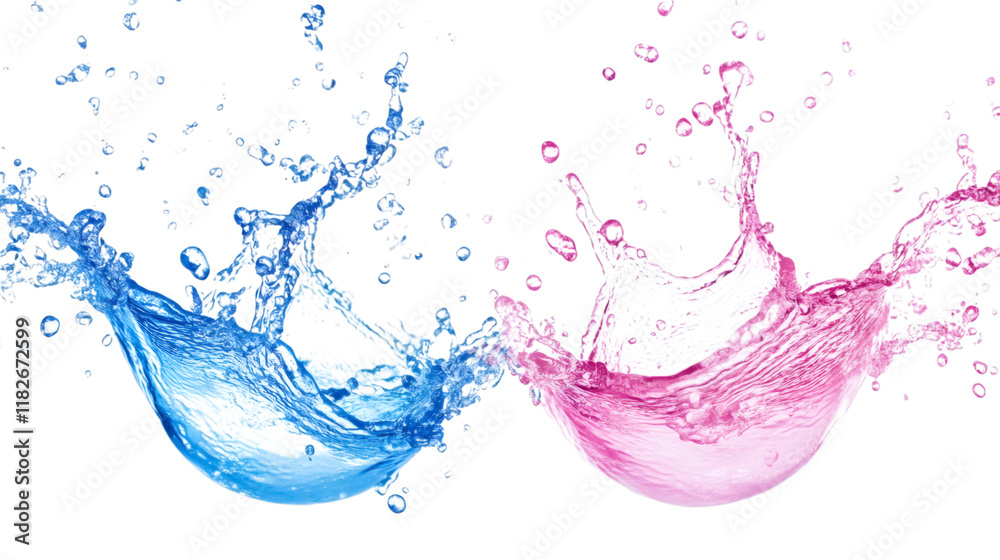 Obraz premium pink and blue water splash isolated on white background