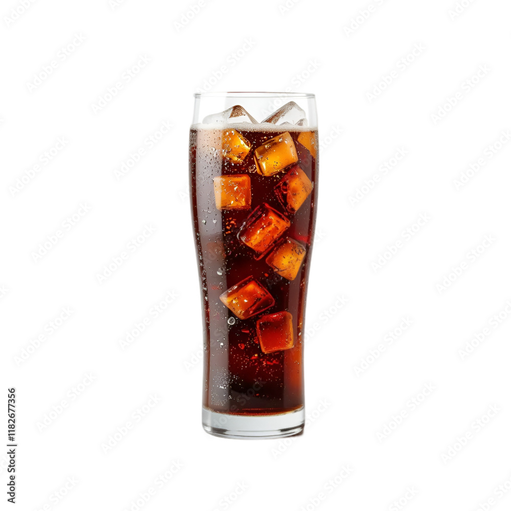 Glass of cola with ice cubes isolated Glass of cola with ice cubes isolated