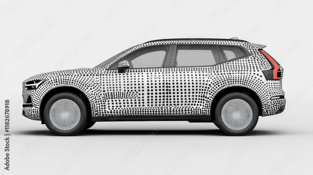 Fototapeta premium Car SUV side view. The car consists of circles and dots