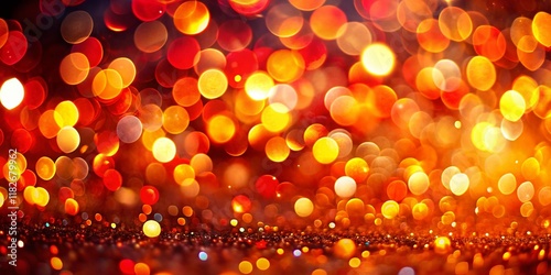 Abstract Red Orange Golden Bokeh Background Glowing Circles - Festive Holiday Lights