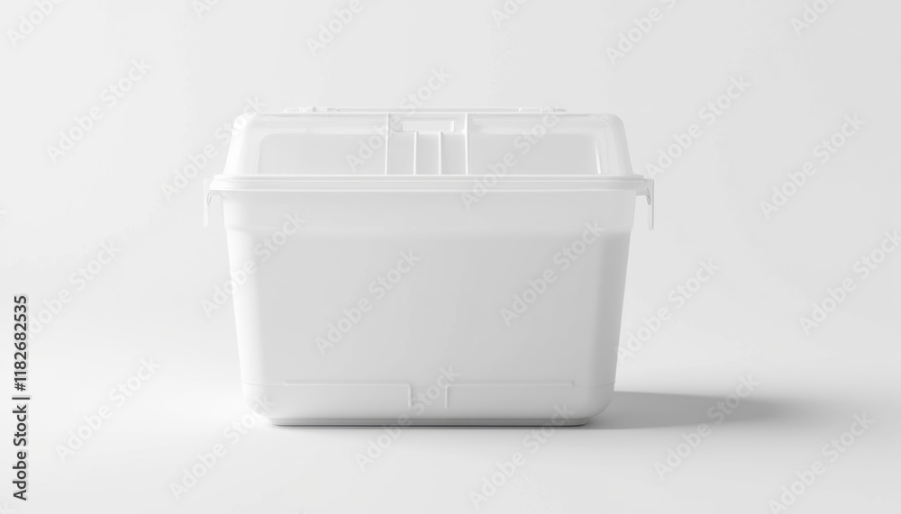Isolated food storage box mockup, highlighting transparent material and simple design, minimal background, with copy space Isolated food storage box mockup, highlighting transparent material and simple design, minimal background, with copy space