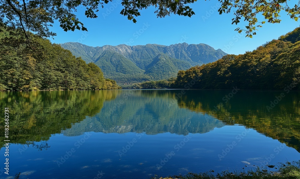 orest backdrop and tranquil water reflecting the surrounding landscape. orest backdrop and tranquil water reflecting the surrounding landscape.