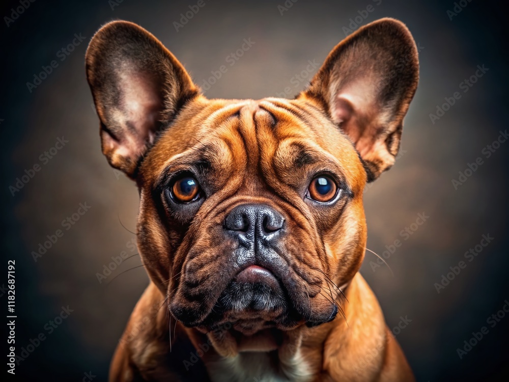 Adorable Brown French Bulldog Puppy Posing for Camera - Stock Photo Adorable Brown French Bulldog Puppy Posing for Camera - Stock Photo
