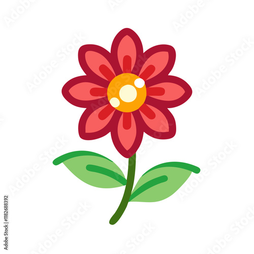 A bright flower with two leaves