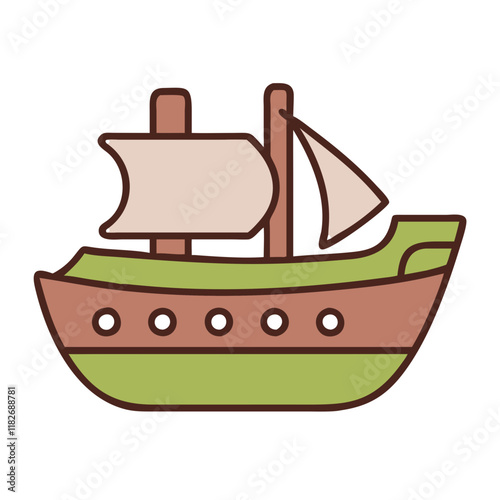 Cheerful Nautical Vessel Design in Earthy Tones for Maritime Education