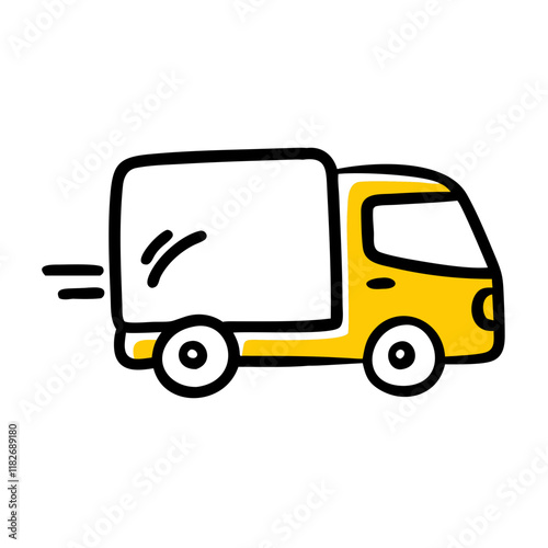 Speedy Yellow Delivery Truck in Cartoon Style for Logistics