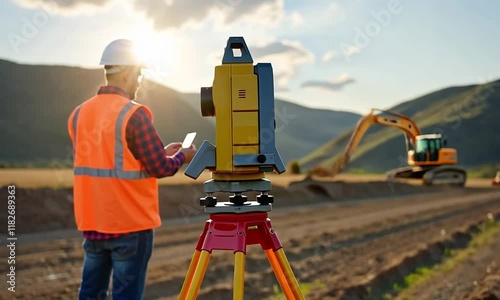 A construction worker surveying land, showcasing professional expertise in planning and development projects