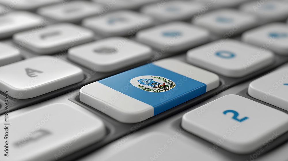 Computer keyboard, close-up button of the flag of Guatemala. 3D render of a laptop keyboard Computer keyboard, close-up button of the flag of Guatemala. 3D render of a laptop keyboard