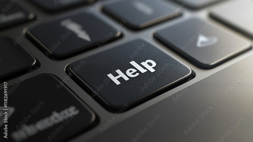 Computer keyboard, close-up button with the image of a hand with finger up. 3D render of a laptop keyboard