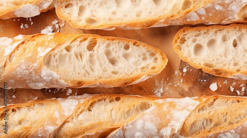 Freshly baked bread loaves arranged on a rustic wooden surface. Generative AI photo