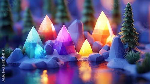 Luminous Crystals Illuminate a Serene Winter Landscape photo