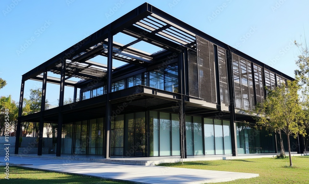 Modern Architecture - Steel Frame Structure and Lift Equipment Modern Architecture - Steel Frame Structure and Lift Equipment