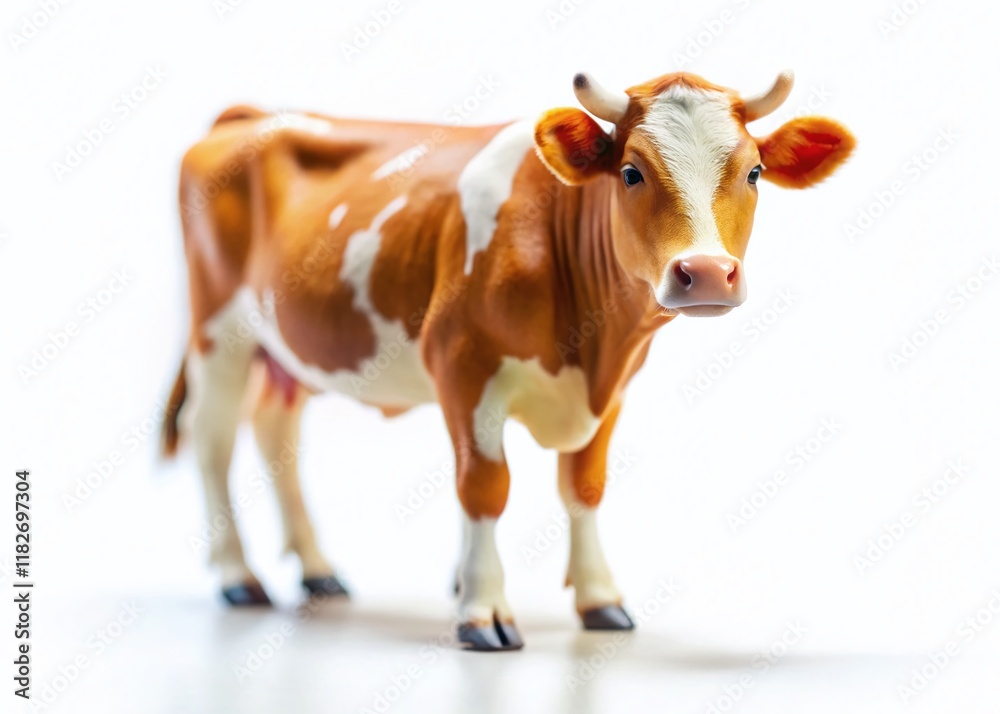 Adorable Miniature Cow, Toy Cow, Farm Animal, Cute Cow, Isolated White Background Adorable Miniature Cow, Toy Cow, Farm Animal, Cute Cow, Isolated White Background