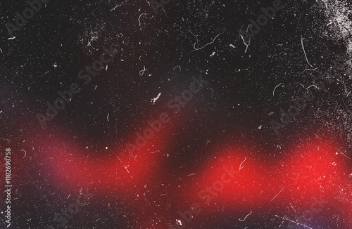 Fototapeta Naklejka Na Ścianę i Meble -  Lens Optical Flare Glare Grunge Scratches and Dust Film Noise Grain Overlay Red Effect Vintage Retro Abstract Bokeh and Light Leaks with Retro Camera Defocused Blur. Screen Overlay Mode for Photo edit