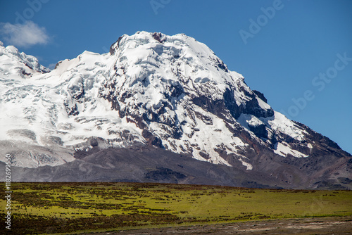 Beautiful view of the Antisana Volcano on a summer morning.