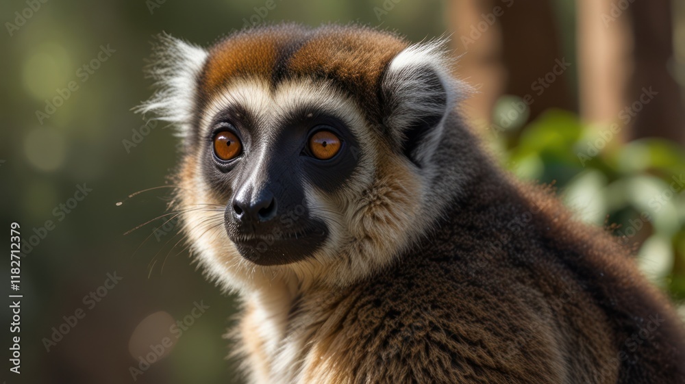 Fototapeta premium Close-up portrait of a red-fronted lemur.