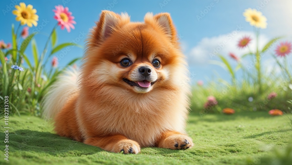 A Cute, Fluffy Pomeranian Dog with a Thick, Luxurious Coat, Capturing the Adorable Charm and Playful Personality of This Small and Spirited Breed A Cute, Fluffy Pomeranian Dog with a Thick, Luxurious Coat, Capturing the Adorable Charm and Playful Personality of This Small and Spirited Breed