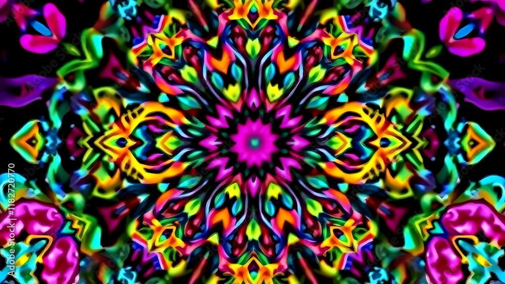 Vibrant Psychedelic Mandala Wallpaper - Colorful Kaleidoscope Pattern Vibrant Psychedelic Mandala Wallpaper - Colorful Kaleidoscope Pattern