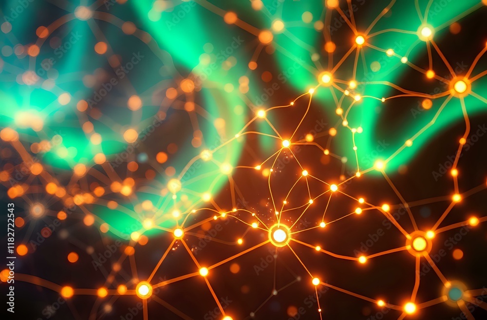 Fototapeta premium Galactic Cybernetic Nebula - Bioluminescent Network Art