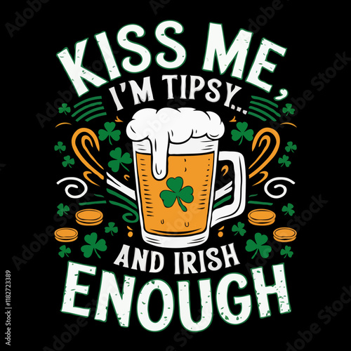 St. Patricks Day Beer Mug Design, beer mug, shamrocks, coins