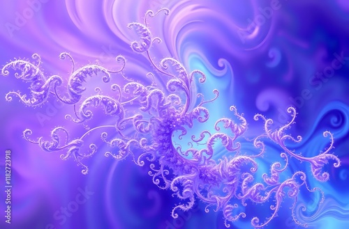 Dreamlike Fractal Landscape - Vibrant Purple Swirls on Dark Blue