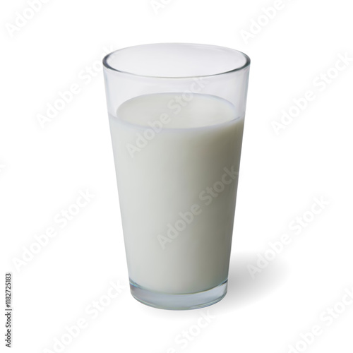 Realistic glass milk isolated on white background. 3d glass milk