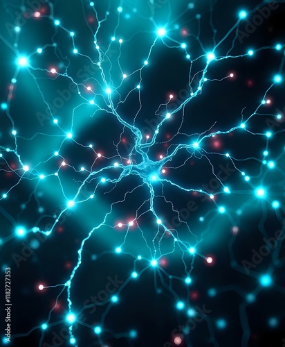 Cybernetic Neural Network - Bioluminescent Art Nouveau Design