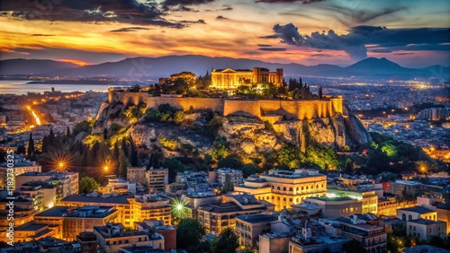 Athens Skyline Night Photography: Illuminated Acropolis & City Lights