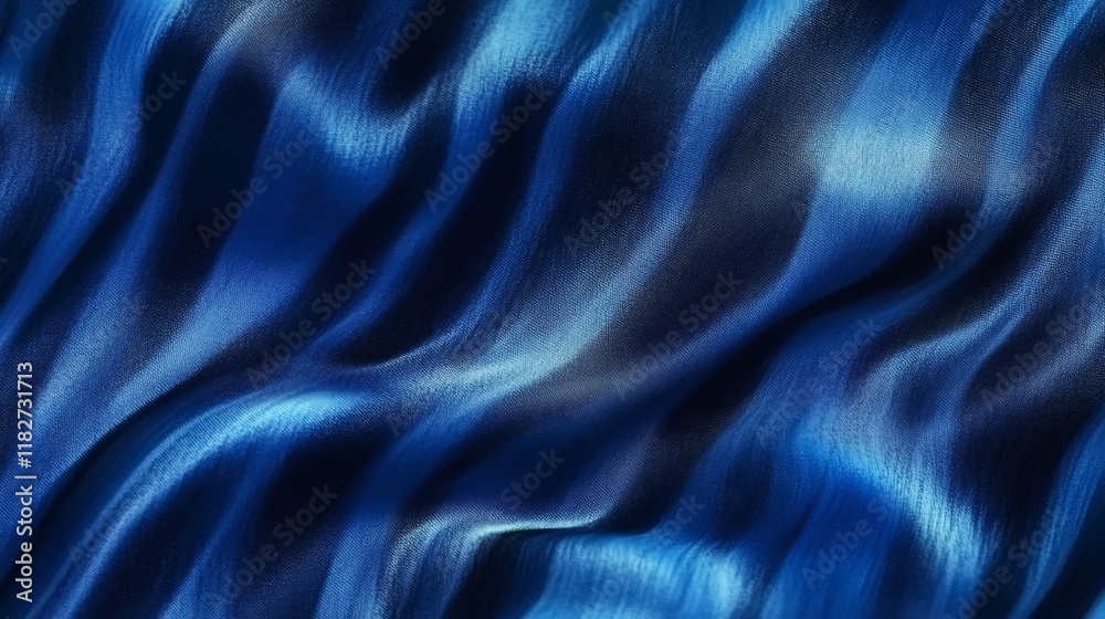 Fototapeta premium Smooth elegant blue satin fabric forming gentle waves